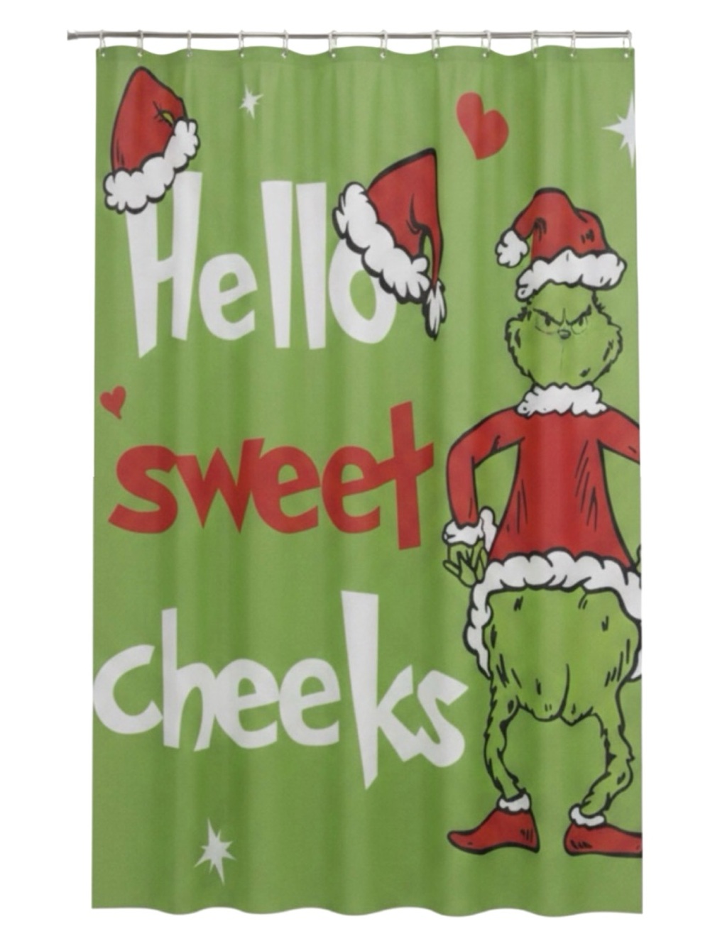 Holiday Grinch Shower Curtain - 'Hello Sweet Cheeks' NWOT